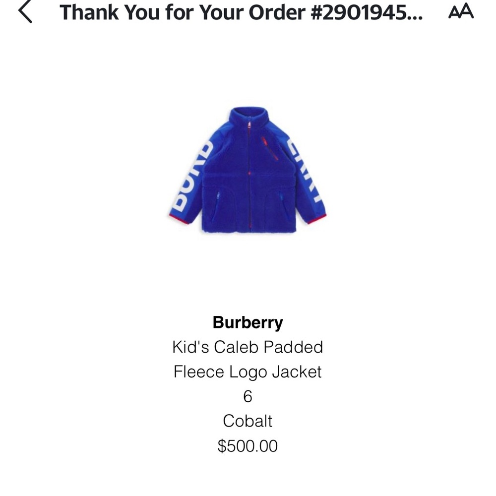Burberry fleece jacket for a kid